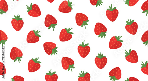 Seamless strawberry pattern vector illustration fresh fruit background summer food design
