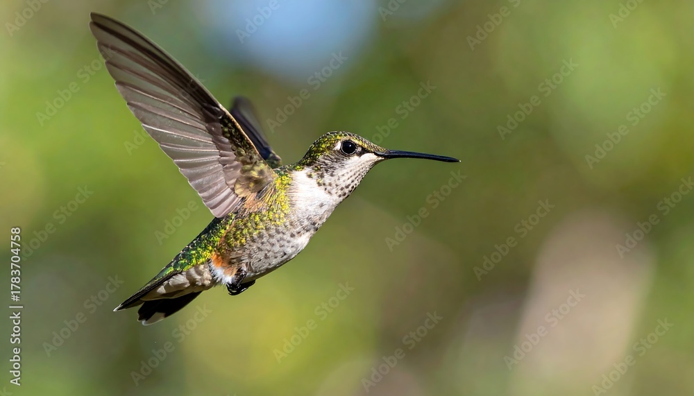 Fototapeta premium Hummingbird in Flight, Nature, Wildlife, Beautiful, Bird.