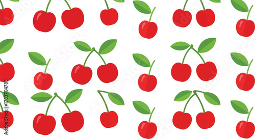Vibrant cherry pattern vector illustration fresh fruit seamless background summer food graphic