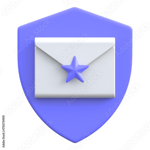 Email protection concept with envelope and star flat 3D icon