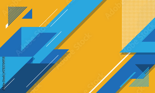 A visually engaging abstract composition featuring dynamic blue and yellow geometric shapes, reflecting modern design trends and creativity in artwork.