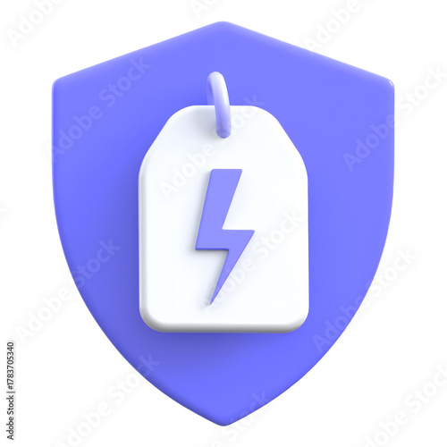 Flash sale shield concept with lightning bolt symbol flat 3D icon