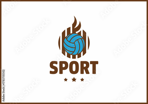 A dynamic logo design featuring a volleyball and flame elements inside a circular emblem, representing energy, competition, and the spirit of sportsmanship in a visually captivating way.