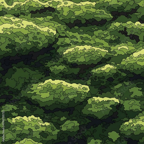 Abstract Green Canopy - A Textured Forest Illustration.