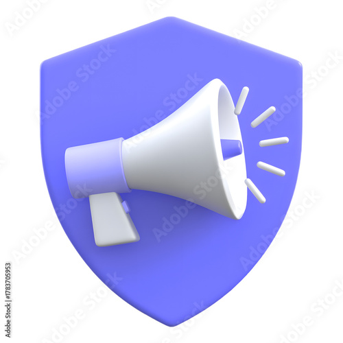 Marketing promotion concept secure megaphone with shield flat 3D icon