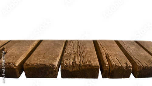 Old Wooden Table Planks Isolated on Transparent Background