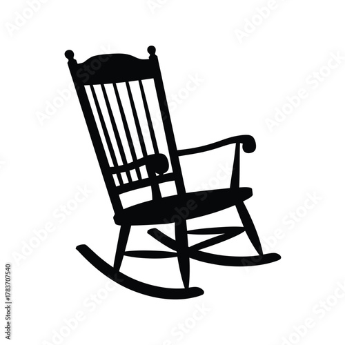 Classic black silhouette of a wooden rocking chair