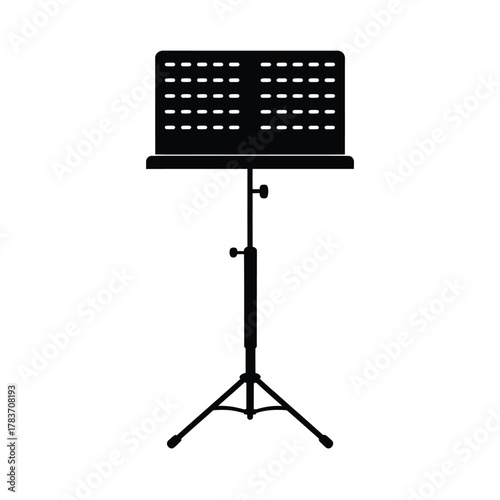 Black silhouette of a music stand on a white background