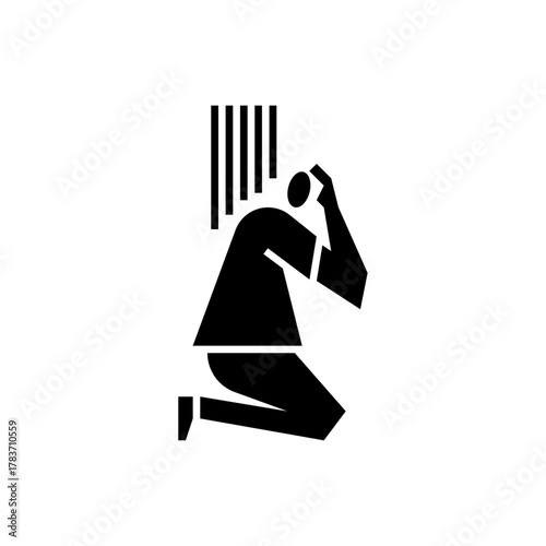 regret gesture glyph icon. sad illustration.