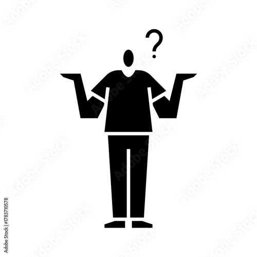 confused gesture glyph icon. a man doubt illustration.
