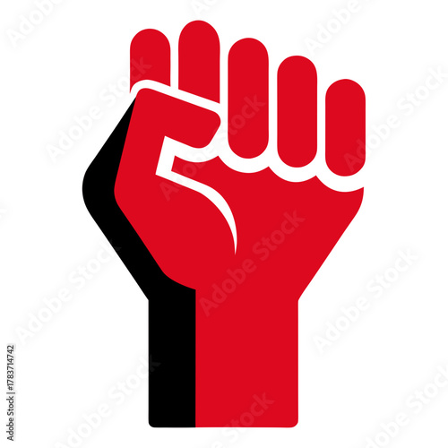 Raised fist red vector graphic symbolizing strength, protest, power