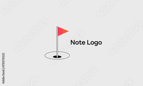 A chic logo design showcasing a note flag, simplified yet recognizable, ideal for branding applications that aim to capture attention and convey meaning effectively.