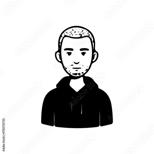 Minimalist line art portrait collection of diverse men and women avatars in black and white style