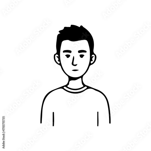 Minimalist line art portrait collection of diverse men and women avatars in black and white style