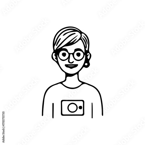 Minimalist line art portrait collection of diverse men and women avatars in black and white style