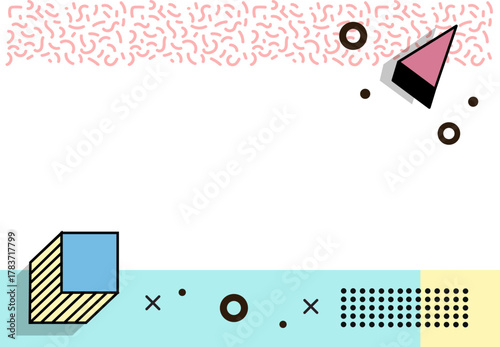 Memphis 90s Background Template – Retro Geometric Design with Playful Doodle Patterns