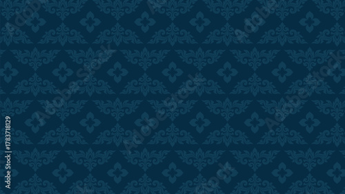 Traditional Thai Pattern Background in Blue Vintage Style