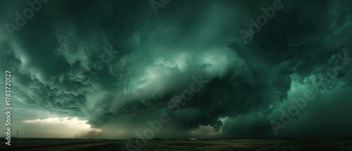Supercell storm over landscape