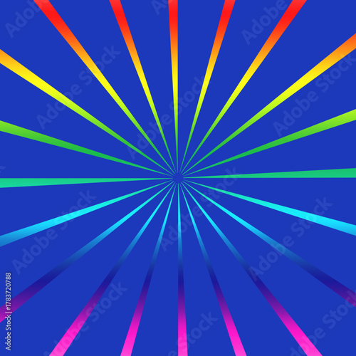 Abstract Radial Rays Pattern in Rainbow Gradient