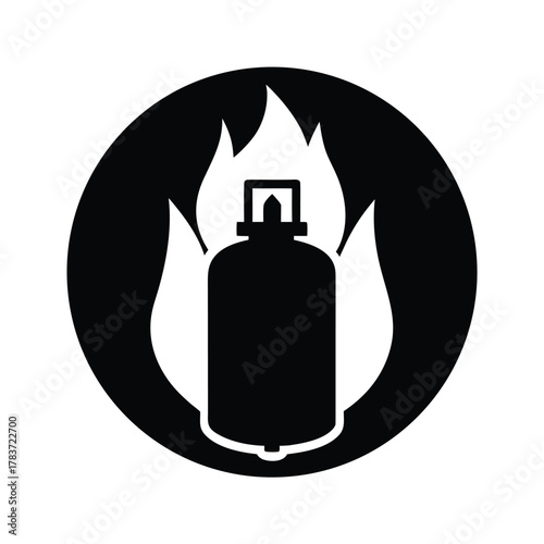Gas Cylinder Flame Background Icon
