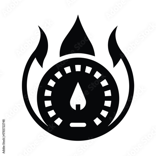 Gas Flame With Meter Background Icon