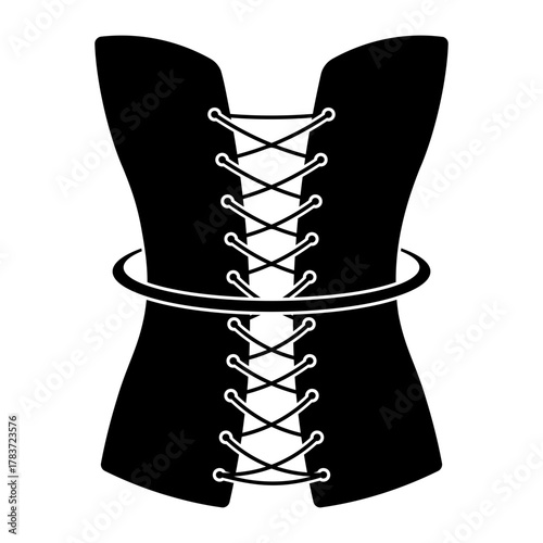 black silhouette corset with laces without background