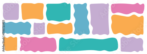 Pink Green purple shape abstract round colorful pastel organic natural blob blot irregular form sticker. Wavy speech curvy bubbles for text