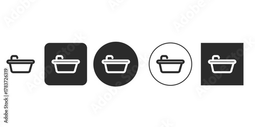 Set of bathtub icons in various shapes, offering a versatile collection for bathroom or hygienerelated designs