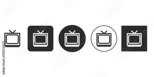 Set of retro television icons, representing vintage technology, entertainment, and nostalgia in a simple and minimalist design