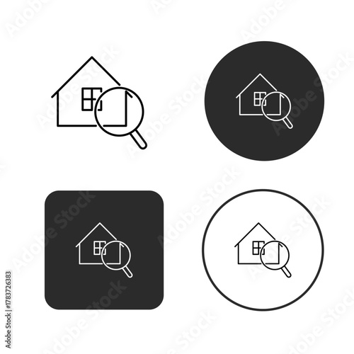 House search icon set real estate concept vector illustration of a house with a magnifying glass in different styles