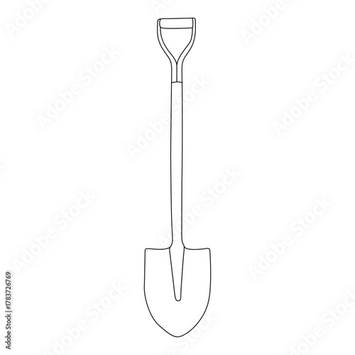 Shovel line art vector design. Shovel outline illustration design.