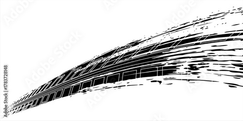 Auto tire tread grunge element. Car and motorcycle tire pattern, wheel tyre tread track. Black tyre print.