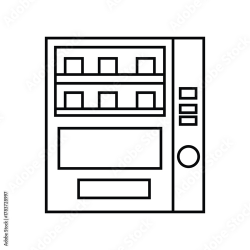 Vending machine icon outline drawing of a vending machine with snacks and drinks simple vector illustration