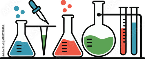 Chemistry Laboratory Glassware And Equipment Vector Set