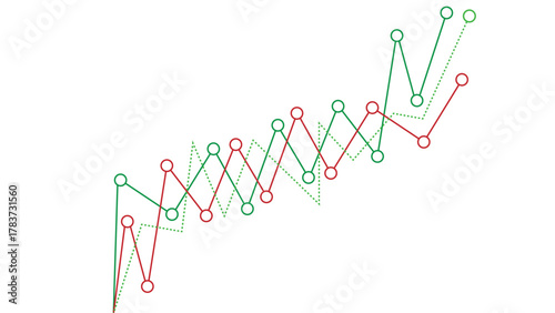 Data visualization showing upward trends with fluctuating growth lines