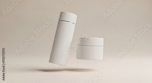 Cosmetic packaging mockups against neutral backdrop for product presentations