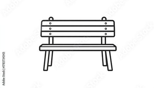 Simple Wooden Park Bench Illustration.