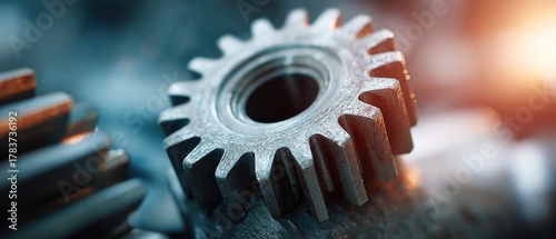 Close-Up of Steel Gears: Industrial Machinery and Engineering Concepts in Modern Production