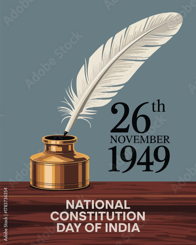 National Constitution Day of India Ink Pen and Feather Illustration
