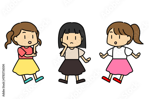 話をしている女の子たちのイラスト（会話・相談・友達・コミュニケーション）