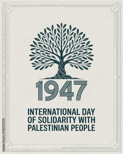 International Day of Solidarity with Palestinian People 1947 Poster Vector Illustration