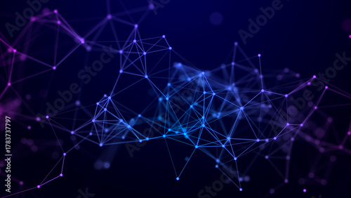 Digital background of network connection structure. Abstract design of intertwining dots and lines. 3D rendering.