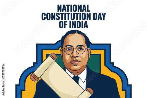 Illustration of Dr. B.R. Ambedkar on National Constitution Day of India