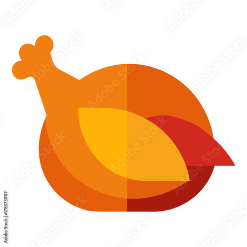 Stylized roasted chicken or turkey vector graphic illustration