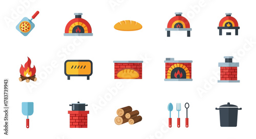 Pizza Oven and Cooking Elements A Culinary Collection.