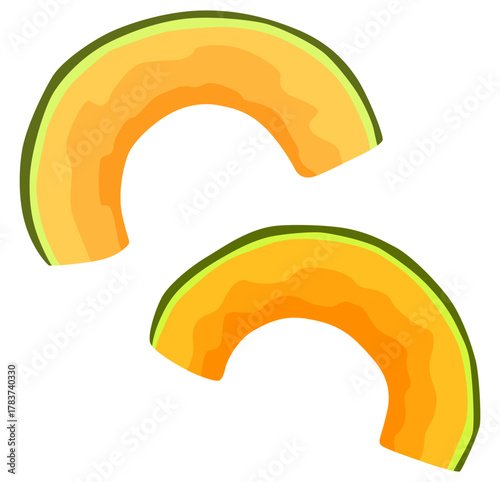 薄切りしたかぼちゃのイラスト ベクター素材