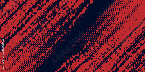 Glitch distorted grunge background. Noise destroyed texture. Modern Red halftone dots blue color pattern gradient grunge texture background.