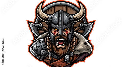 Ferocious Viking Warrior E-Sports Mascot Logo