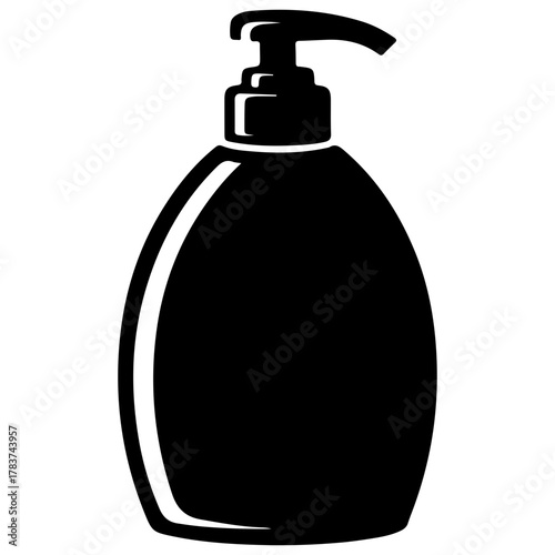 Black soap dispenser silhouette, hygiene and care