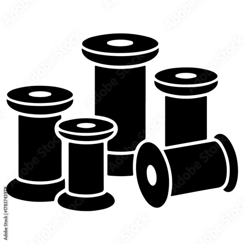 Black spool icon for sewing and embroidery